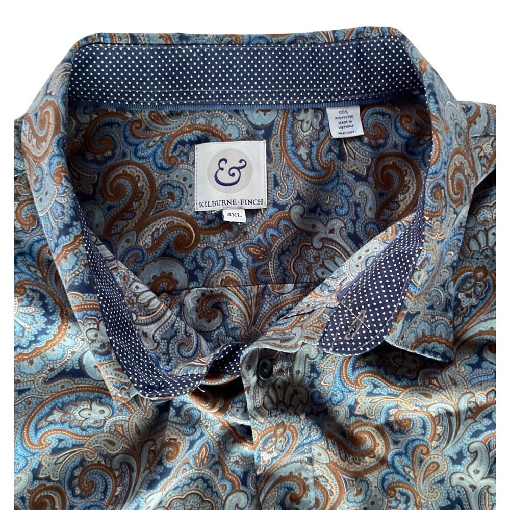 Kilburne & Finch 4XL Paisley Long Sleeve Men’s Button-Up Shirt